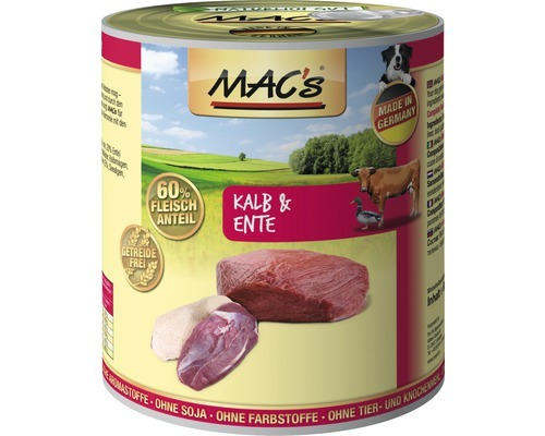 Hundefutter nass MAC's Kalb, Ente und Kartoffeln 800 g