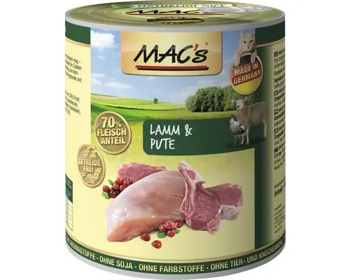 Katzenfutter nass MAC's Lamm und Reis 800 g
