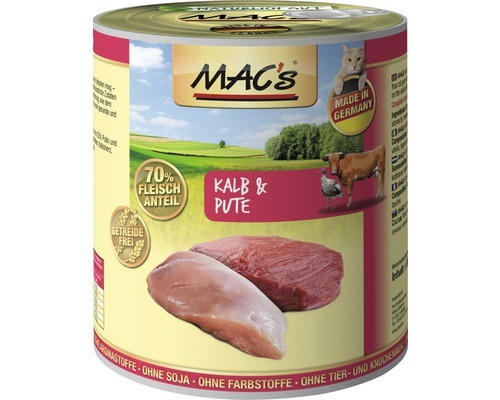 Katzenfutter nass MAC's Kalb und Pute 800 g