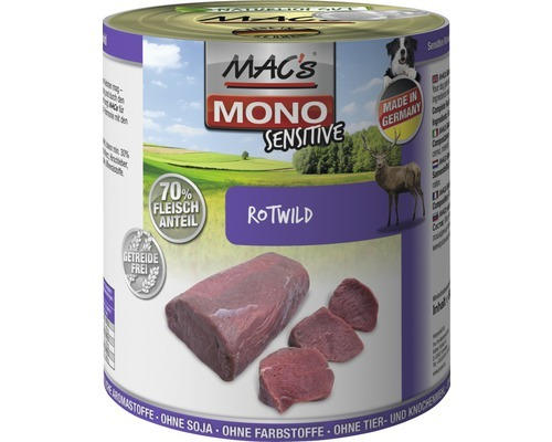 Hundefutter nass MAC's Sensitive Hirsch und Wild 800 g