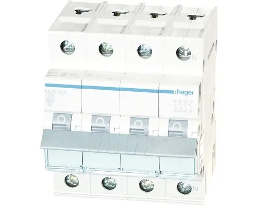 Leitungsschutzschalter C+N 20A 3-polig Hager MCN 620