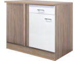 Hornbach Eckunterschrank Flex Well Samoa weiß/Eiche 110x85x60 cm mit Drehtür