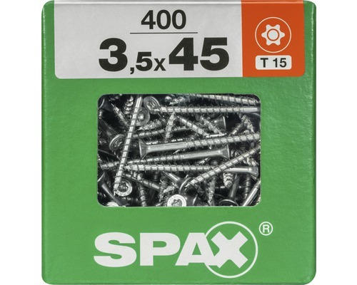 Spax Universalschraube Senkkopf Stahl gehärtet T15, Holz-Teilgewinde 3,5x45 mm 400 Stück