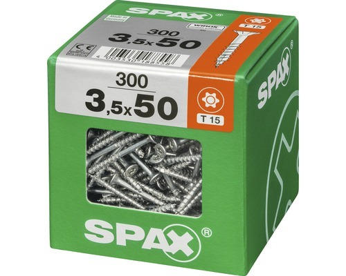 Spax Universalschraube Senkkopf Stahl gehärtet T15, Holz-Teilgewinde 3,5x50 mm 300 Stück