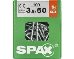 Spax Universalschraube Senkkopf Stahl gehärtet T15, Holz-Teilgewinde 3,5x50 mm 100 Stück