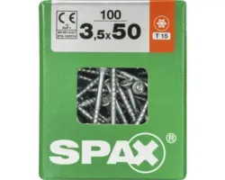 Spax Universalschraube Senkkopf Stahl gehärtet T15, Holz-Teilgewinde 3,5x50 mm 100 Stück