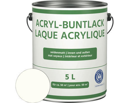 Acryl-Buntlack seidenmatt glacierweiß 5 l