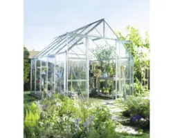 Gewächshaus Halls Magnum 108 8,3 m² Blankglas 3 mm 257x322 cm Aluminium