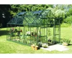 Hornbach Gewächshaus Halls Magnum 128 9,9 m² Blankglas 3 mm 257x384 cm grün