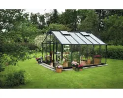 Gewächshaus JULIANA Gärtner 16,1 m² 3 mm Sicherheitsglas 368x439 cm anthrazit