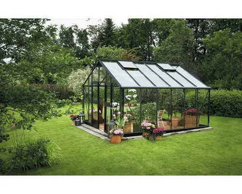 Gewächshaus JULIANA Gärtner 16,1 m² 3 mm Sicherheitsglas 368x439 cm anthrazit