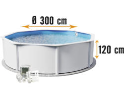 Aufstellpool Stahlwandpool-Set Planet Pool Vision-Pool Classic Solo rund Ø300x120 cm inkl. Einbauskimmer weiss
