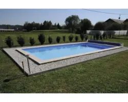 Einbaupool Styropor-Pool-Set Hornbach 650x300x150 cm inkl. Sandfilteranlage, Skimmer, Filtersand, Verrohrungsset & Römertreppe weiß