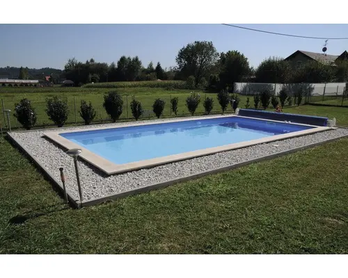 Einbaupool Styropor-Pool-Set Hornbach 650x300x150 cm inkl. Sandfilteranlage, Skimmer, Filtersand, Verrohrungsset & Römertreppe weiß