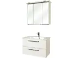 Hornbach Badmöbel-Set Pelipal Kumba 77 Mineralguss 200x80x50 cm Mineralgusswaschbecken weiß mit LED-Beleuchtung