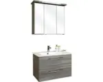 Hornbach Badmöbel-Set Pelipal Kumba 77 Mineralguss 200x80x50 cm Mineralgusswaschbecken graphit mit LED-Beleuchtung