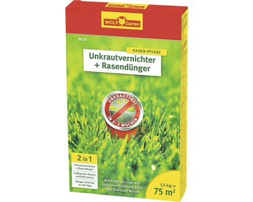 Rasendünger mit Unkrautvernichter WOLF-Garten, 1,5 kg / 75 m² Reg.Nr. 2786-903