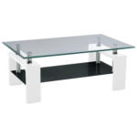 POCO Einrichtungsmarkt Minden Glascouchtisch Modena glasklar weiß Hochglanz B/H/T: ca. 100x45x60 cm