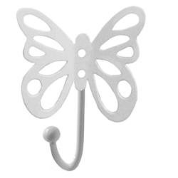Garderobenhaken Butterfly weiß pulverbeschichtet Metall B/H/T: ca. 8,5x10,5x5 cm