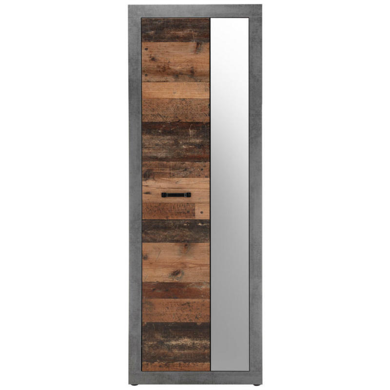 Garderobenschrank Indiana Beton dunkel Optik Old Wood Nachbildung B/H/T: ca. 68x198x37 cm