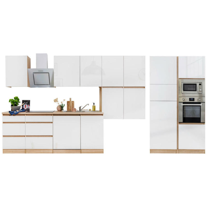 Respekta Küchenblock Premium weiß hochglänzend B/H/T: ca. 445x220,5x60 cm