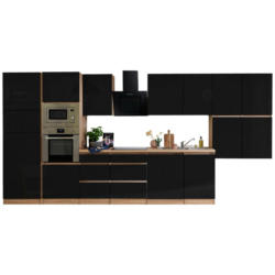 Respekta Küchenblock Premium schwarz hochglänzend B/H/T: ca. 445x220,5x60 cm