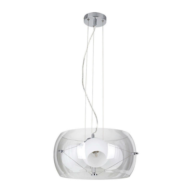 SPOT Light Pendelleuchte 8999328 Chrom weiß Metall Glas H/D: ca. 90x42 cm E27 3 Brennstellen