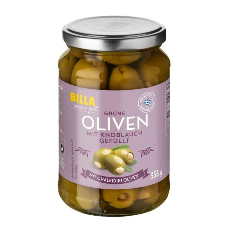 BILLA Grüne Oliven mit Knoblauch