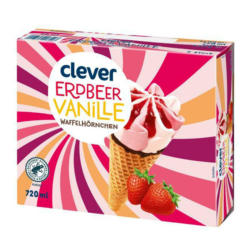 Clever Eis Stanitzel Erdbeer-Vanille