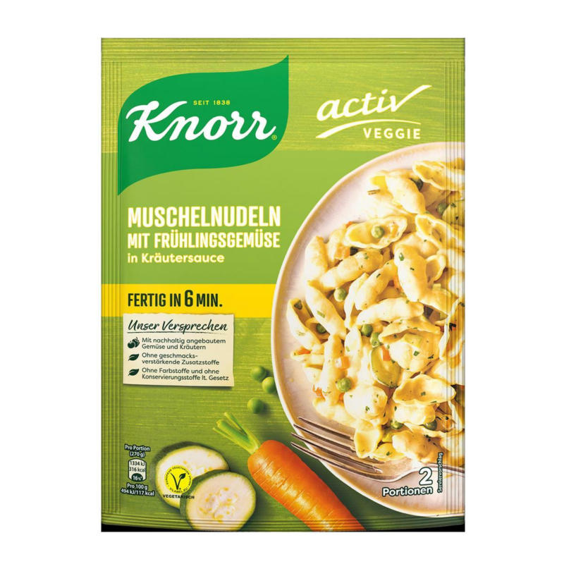 Knorr Veggie Muschelnudeln mit Frühlingsgemüse