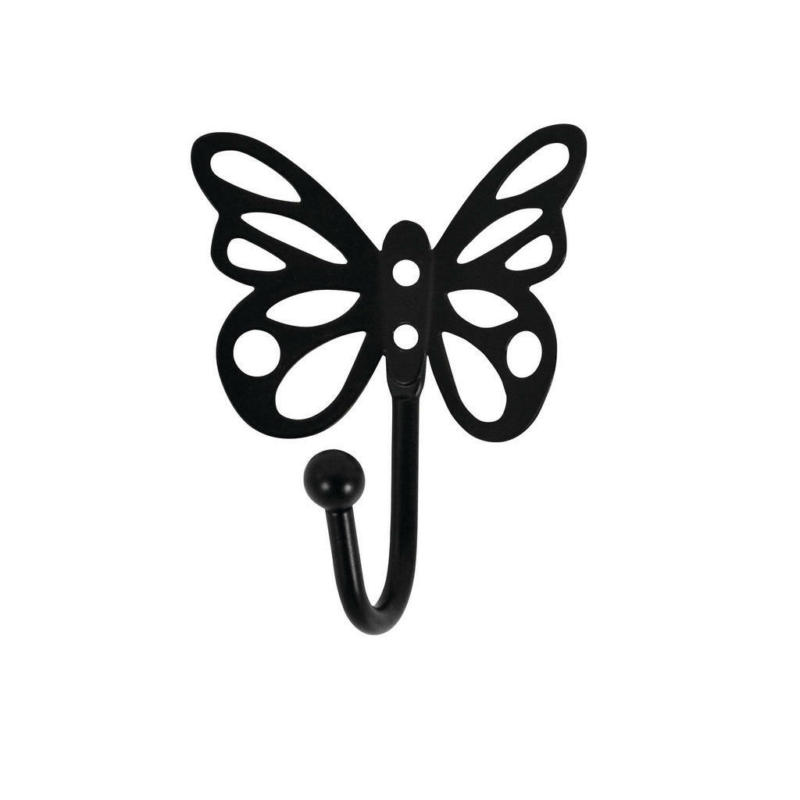 Garderobenhaken Butterfly schwarz pulverbeschichtet Metall B/H/T: ca. 8,5x10,5x5 cm
