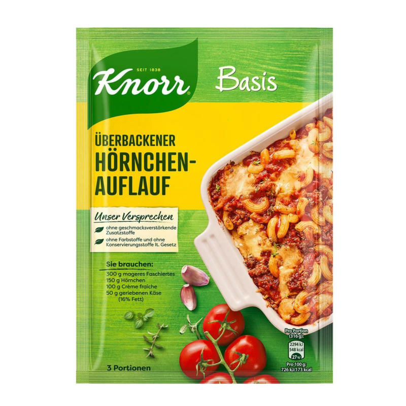 Knorr Basis für Überbackener Hörnchen-Auflauf
