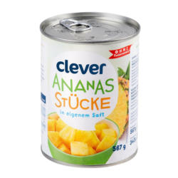 Clever Ananas Stücke in Ananassaft