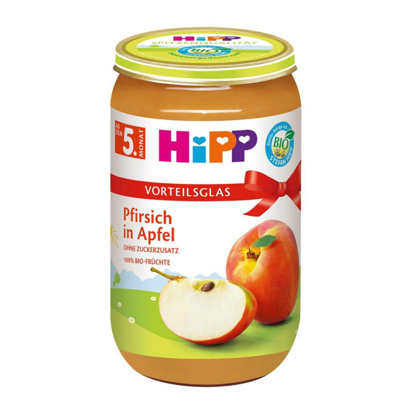 Hipp Pfirsich in Apfel Vorteilsglas