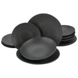 CreaTable Tafelservice Lava Stone schwarz Keramik 12 tlg.