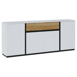 Sideboard Novena weiß Eiche Catania Nachbildung schwarz matt B/H/T: ca. 209x87x40 cm