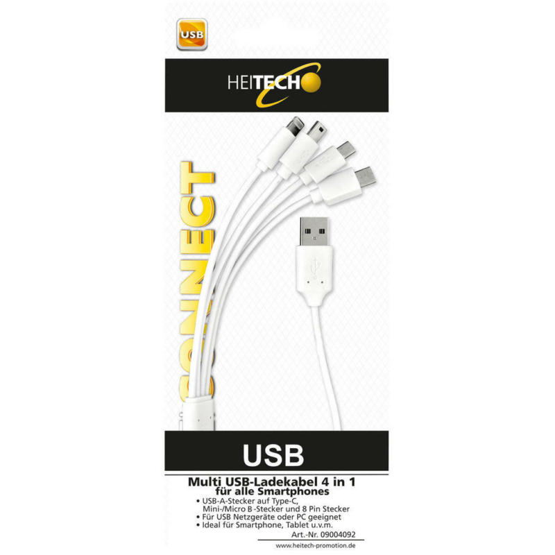 Heitech Multi USB-Ladekabel 4in1 weiß