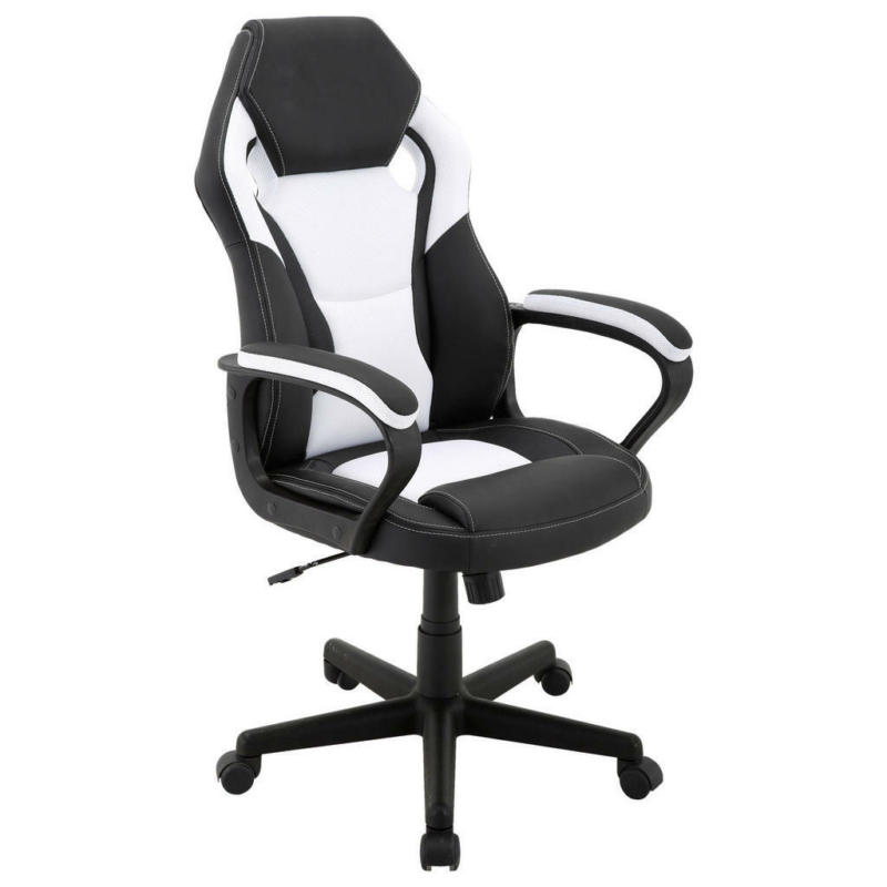 Gaming-Sessel MATTEO schwarz weiß schwarz Kunstleder Netzstoff Kunststoff