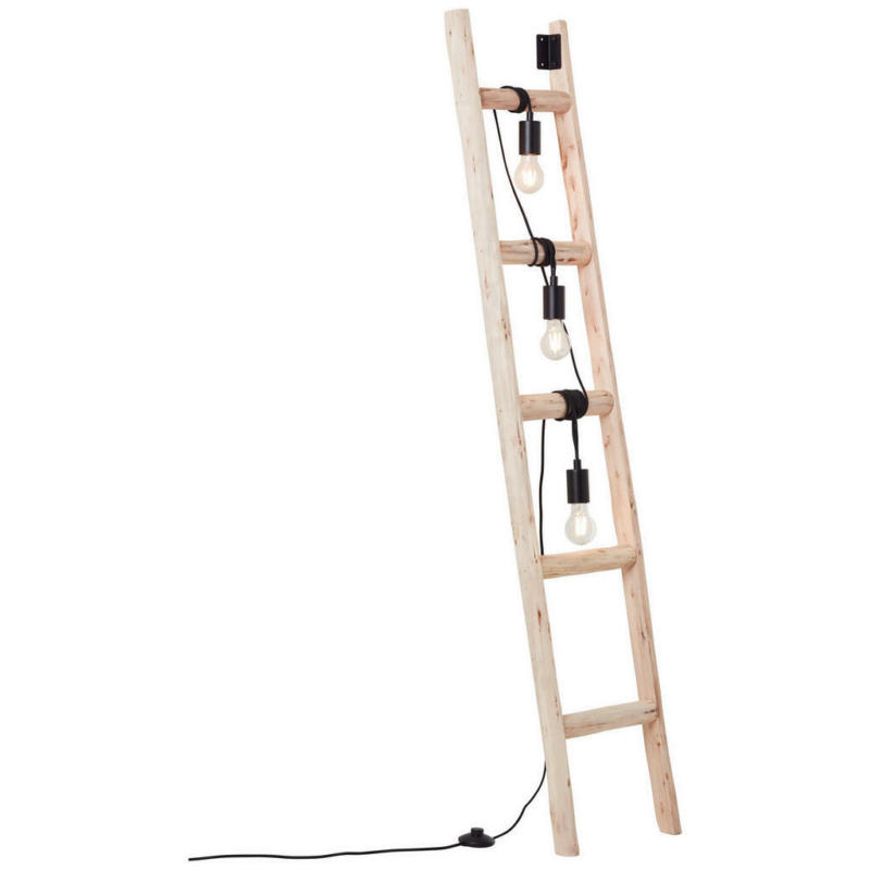 Brilliant Stehleuchte Ladder 93152/76 schwarz natur Metall Holz B/H/T: ca. 32x157,5x32 cm E27 3 Brennstellen