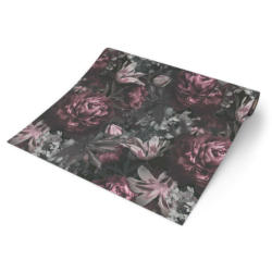 Vliestapete Rosen schwarz rosa grau B/L: ca. 53x1005 cm
