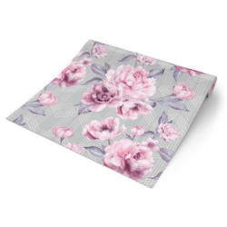 UGEPA Papiertapete Blumen grau rosa weiß B/L: ca. 53x1005 cm glitzernd