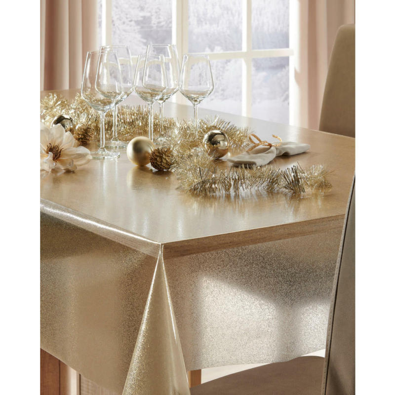Abwaschbarer Tischbelag Glitter gold B: ca. 140 cm