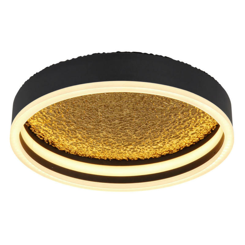 GLOBO LED-Deckenleuchte 48460-24 Hedi Opal gold schwarz weiß Metall Acryl Silikon H/D: ca. 7,5x30 cm 1 Brennstellen