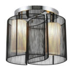 POCO Einrichtungsmarkt Wassertrüdingen HOMCOM Deckenlampe 2-flammig schwarz Glas Stoff Stahl H/D: ca. 33x48 cm E27 2 Brennstellen