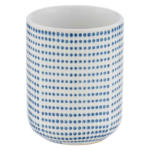 POCO Einrichtungsmarkt Nordhausen Zahnputzbecher weiß blau Keramik H/D: ca. 9,5x7,5 cm
