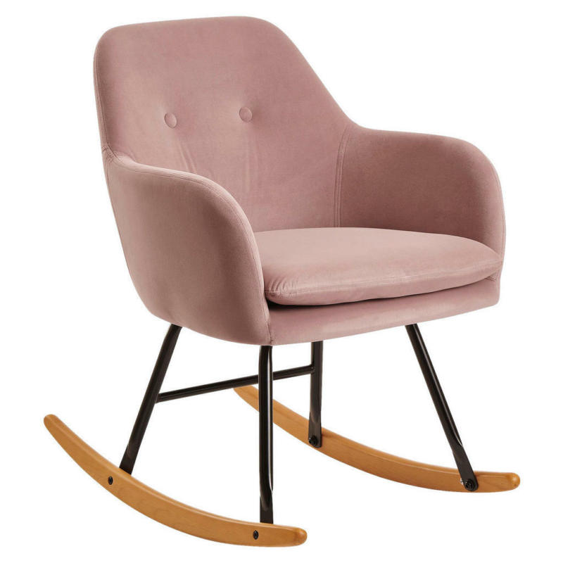Stuhl rosa Samt schwarz lackiert natur Samt Eisen Echtholz B/H/T: ca. 71x76x70 cm