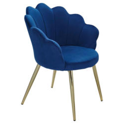 Stuhl blau gold Stoff Eisen B/H/T: ca. 47,5x80x53 cm