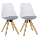 POCO Einrichtungsmarkt Kempten Stuhl 2er-Set weiß grau natur Kunststoff Echtholz Leinen B/H/T: ca. 49x87x52 cm