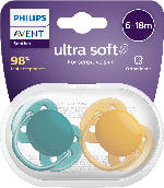 dm-drogerie markt Philips AVENT Schnuller ultra soft Silikon, petrol/gelb, 6-18 Monate - bis 30.09.2023