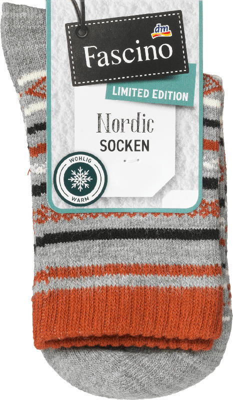Fascino Socken mit Norweger-Muster, grau, Gr. 35-38